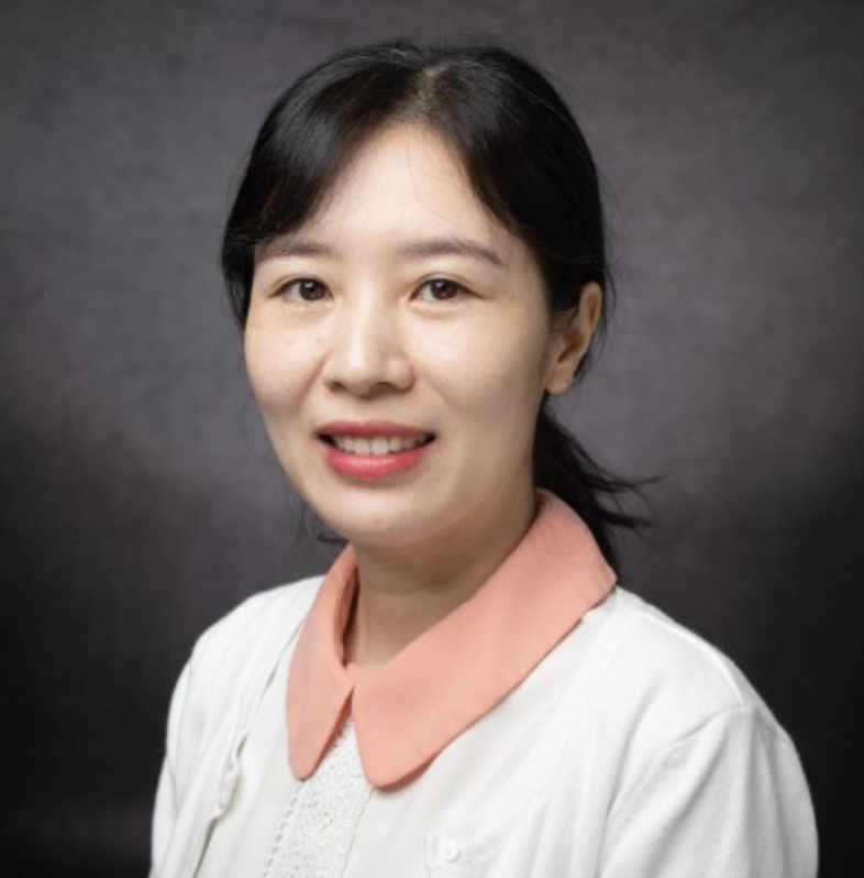 Headshot of Weiwei Lin, smiling, against a dark studio background.