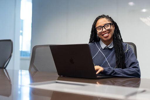 Woman working at laptop