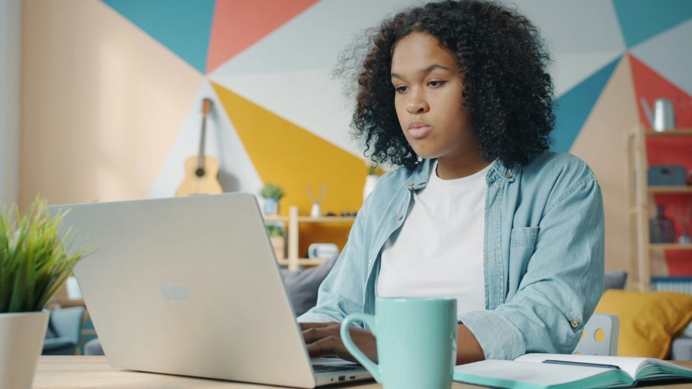 Woman working on laptop