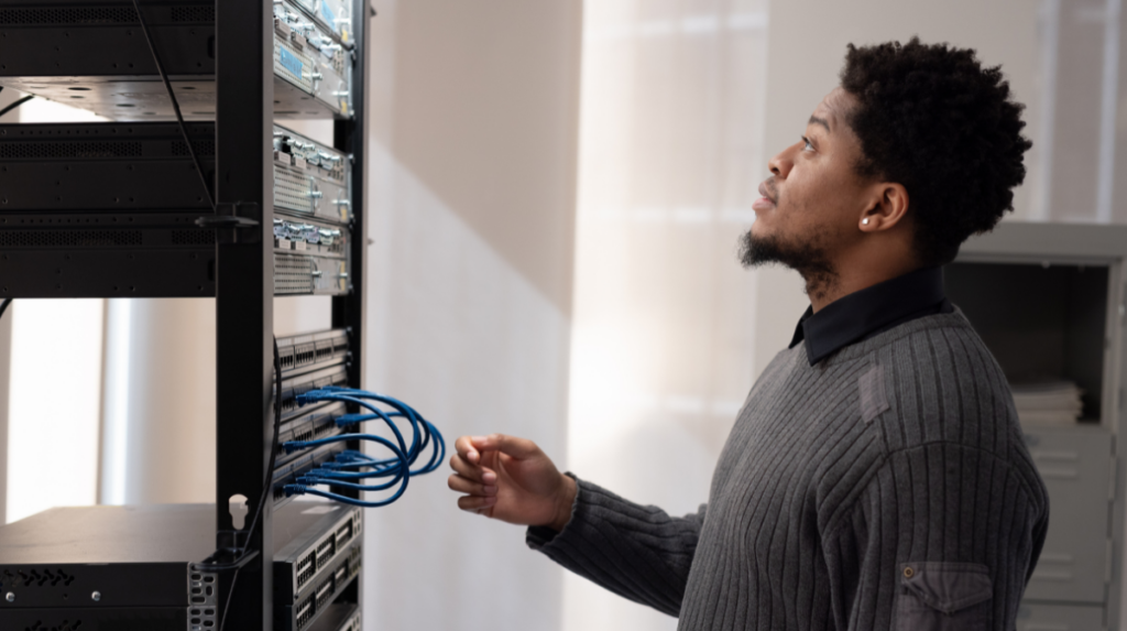 Man in data center