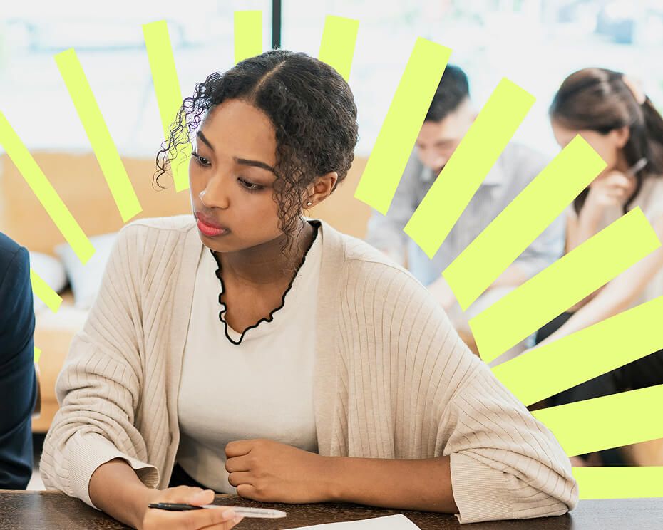 young female professional at desk